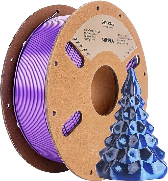 Silk PLA Filament 1.75mm, ENISINA Silk tri Color Filament Clog-Free for 3D Printer -Dimensional Accuracy  /- 0.03mm,1kg / 2.20lb(Blue&Purple&Black)