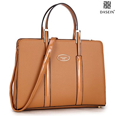 Dasein Women Top Handle Handbag Pu leather Clamshell Style Satchel Zip Around Briefcase Tote, Laptop Bag, Work Purse