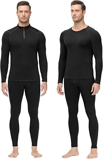 Odoland Mens Thermal Underwear Set, Pack of 4 Base Layer Ski Men Winter Sport Long Johns Breathable Long Sleeve Top Sportswear for Running Workout