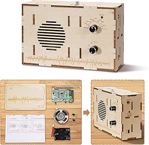 PRUNUS DIY Radio Kit AM FM Wood, Suitable for Kids, Teens and Adults to Assemble, 100% Hand-assembled and without The Help of Tools, Enjoy The Radio Fun by Ear and Reduce Eye Strain, Wooden Toy Kit