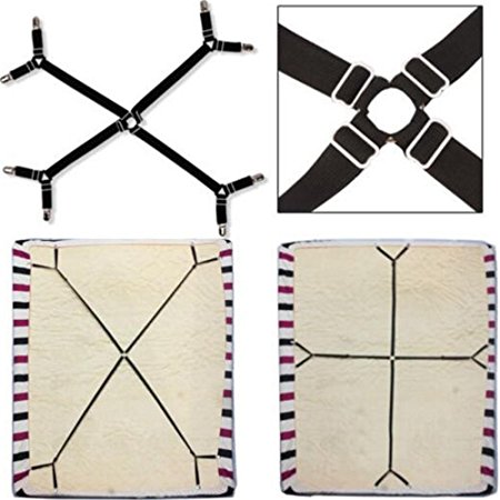 1 set Criss-Cross Adjustable Bed Fitted Sheet Straps Suspenders Gripper Holder Fastener