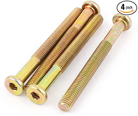 uxcell M8 X 80mm Threaded Hex Socket Head Cap Screws Bolts Bronze Tone 4 Pcs