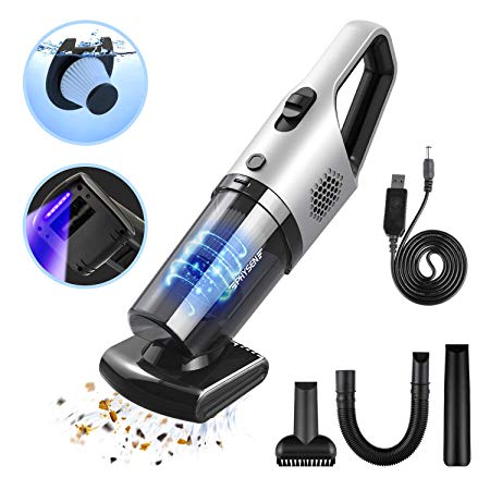 Handheld Vacuums Cordless Car Vacuum Cleaner,PHYSEN 6KPa 120W Powerful Cyclonic Suction Hand Hoover,Motorized Rotating Brush with UV Sterilization,Dry and Wet Lightweight Vacuums,Run up to 40 Mins,Vac