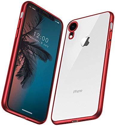 ANTTO Case for iPhone XR, Clear Protective Silicone Case with Stylish Edge Slim Thin Transparent Soft TPU Phone Cover for iPhone XR(6.1inch),Red
