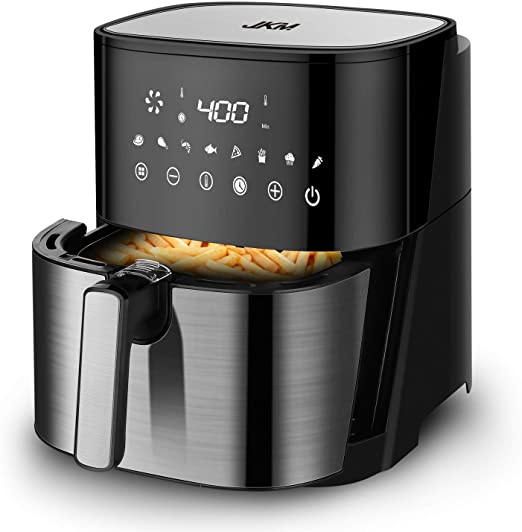 JKM 5.3 Quart Air Fryer XL Oven Stainless Steel,1700W, 8 Cooking Preset, Multifunction LED Digital Display, Auto Shut Off