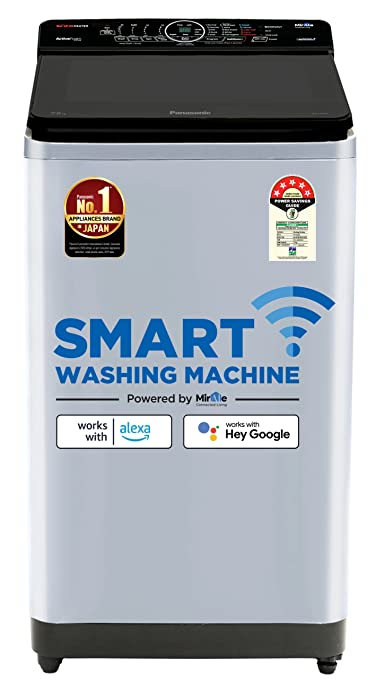 Panasonic 7.5 Kg Wifi Built-In Heater Fully-Automatic Top Loading Smart Washing Machine (NA-F75V10LRB, Silver, Compatible with Alexa)