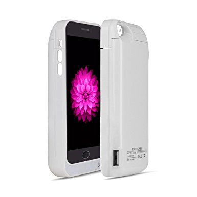For iPhone 5/5s Charger Case, BSWHW 4200mAh 4" iPhone 5/5s Portable Battery Bank with Built-in Kickstand Extended Juice Bank Rechargeable Power Battery Pack Backup Juice Bank (Sonw white)