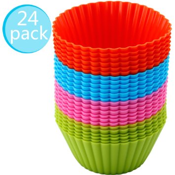 Silicone Baking Cups Purefly Cupcake Liners Muffin Cake Molds Sets 24 pack