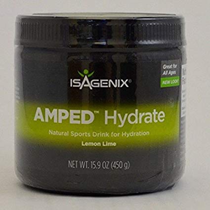 Isagenix AMPED Hydrate Natural Sports Drink Mix Lemon Lime 15.9 oz Canister