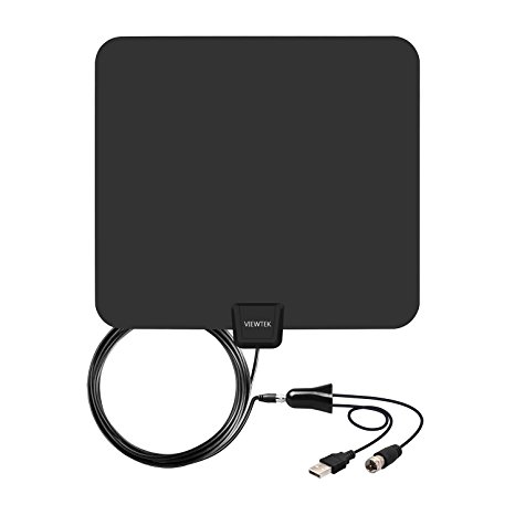 VIEWTEK Amplified HDTV Antenna Ultra Thin Indoor HD TV Antenna 50 Mile Range with Detachable Amplifier 13 Ft Coaxial Cable