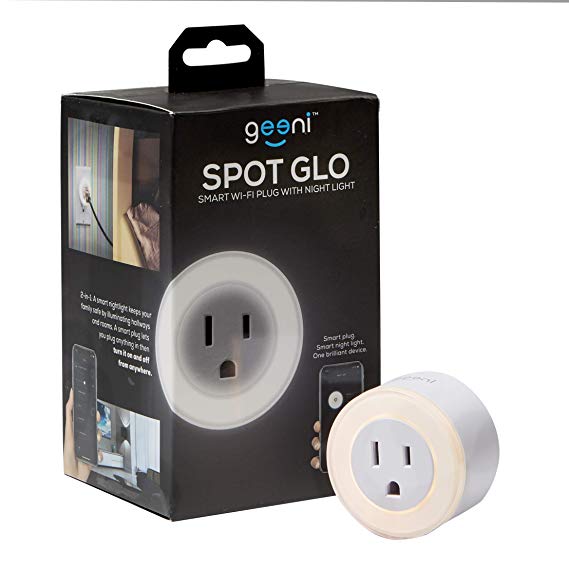 Geeni GN-WW108-199 Glow Spot Glo Round Nightlight   Smart Plug, White, No Hub Required, Works with Alexa, Google Assistant and Microsoft Cortana