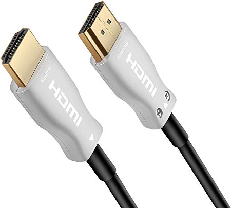 100ft (30M) Fiber HDMI Cable (Hybird of Copper and Fiber) 4K@60Hz, 18.2 Gbps-3D/Arc/HDCP2.2/HDR/CEC/EDID, (100 Feet) 30 Meters 2.0B Fiber Optic Support Cable, Metal Shell with Gold Plated Connectors