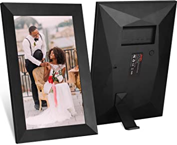 JHZL 10.1 Inch 16GB Smart WiFi Cloud Digital Picture Frame with 800x1280 IPS LCD Panel,Danish Design Frameo App Photos from Anywhere Send, Touch Screen, Portrait and Landscape(Black)