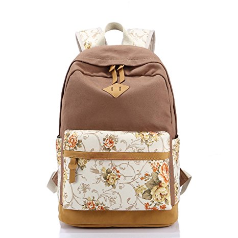 SCIONE Casual Lightweight Canvas Backpacks Cute Bookbag Shoulder Bag School Backpack for Teen