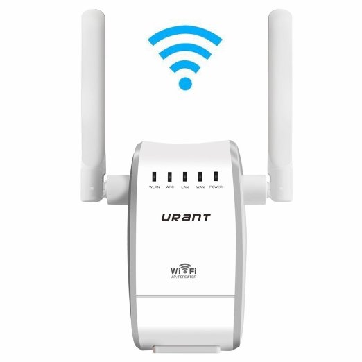 Urant Wireless Router 300Mbps WiFi Amplifier Range Extender Wireless-N Access Point Support AP Repeater Router Client and Bridge Modes,3dbi Wifi Antenna Signal Booster