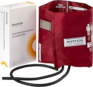 McKesson LUMEON Nylon Blood Pressure Cuff and Bladder, Burgundy, Adult Medium, 34 cm to 50 cm, 1 Count