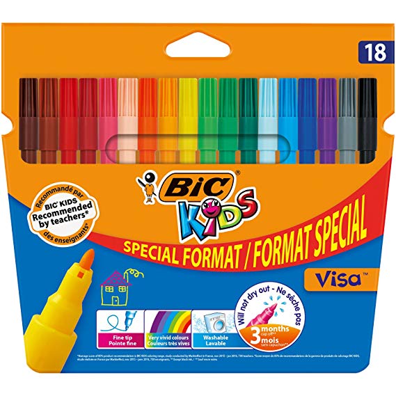 BIC Kids Visa Colouring Pens - Pack of 18 (15 Plus 3)