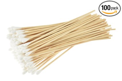 SE CS100-6 6” Cotton Swabs with Wooden Handles (Pack of 100)