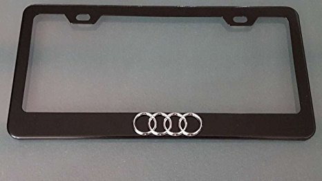 Audi Chrome 3D on Black Metal License frame with matching color screw caps
