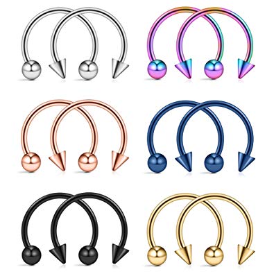 Ruifan 316L Surgical Steel CBR Horseshoe Circular Rings Nose Eyebrow Tragus Lip Ear Hoop Ring Piercing 20G 8MM 10MM 12-24PCS