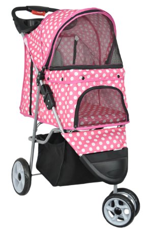 VIVO Three Wheel Pet Stroller, for Cat, Dog and More, Foldable Carrier Strolling Cart, Multiple Colors: Black, Pink, Red, Green, Camo