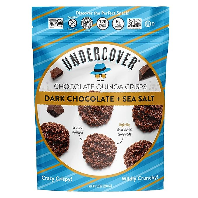 UNDERCOVER Chocolate Quinoa Crisps Dark Chocolate   Sea Salt 13 Ounce (Pack of 1)