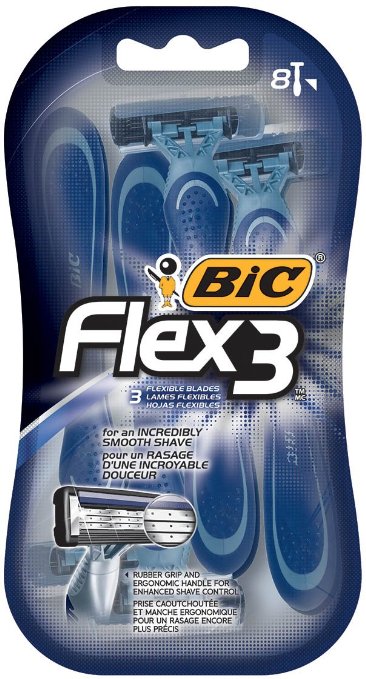 BIC Flex 3 Disposable Razor, Men,  8-Count
