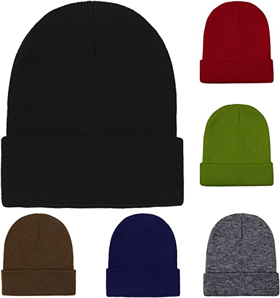 Cooraby Winter Beanie Cap Warm Knit Cuff Skull Beanie Caps for Men or Women