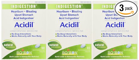 Boiron Acidil for Heartburn, 60 Tablets (Pack of 3)