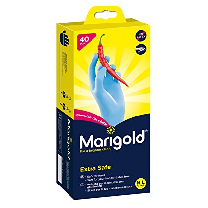 Marigold Nitrile Extra Safe Disposable Gloves, Medium/Large, Pack of 40