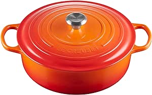 Le Creuset Enameled Cast Iron Signature Round Wide Dutch Oven, 6.75 qt, Flame risotto pot