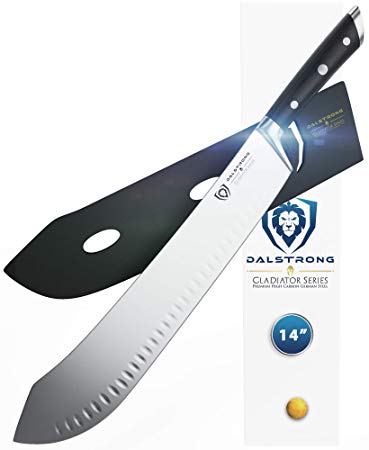 DALSTRONG Extra-Long 14" Bull Nose Butcher's Knife -"The Big Bull" - Gladiator Series - German HC Steel- w/Sheath - Breaking Knife