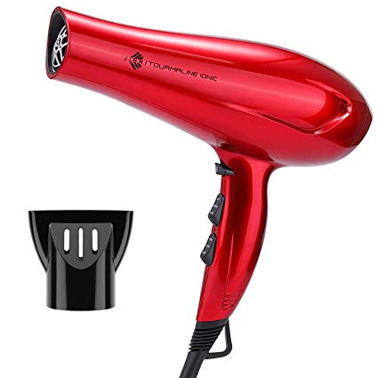 Professional Tourmaline Hair Dryer, Negative Ionic 1875W Blow Dryer with Concentrator, Lightweight Low Noise DC Motor Fast Dry Hair Blow Dryers