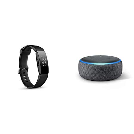 Fitbit Inspire HR Health & Fitness Tracker Black   Echo Dot (3rd Gen, Charcoal Fabric)