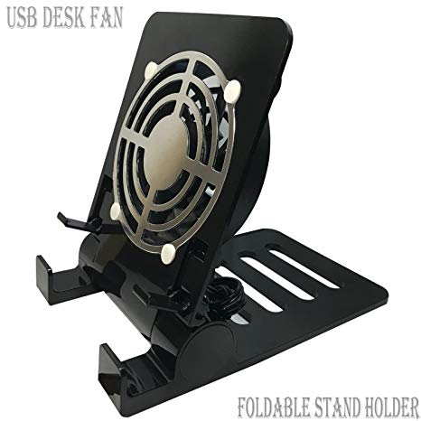 Desk USB Fan Air Circulator Fan USB Table Desk Portable Fan,Small Personal USB Fan Smartphones Stand Holder Cell Phone Stand Holder Cooling Cooler Fan Cooling Pad Radiator Foldable Stand Holder(Black)