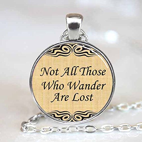 Not All Who Wander are Lost quote pendant, necklace charm, Silver (PD0511S)