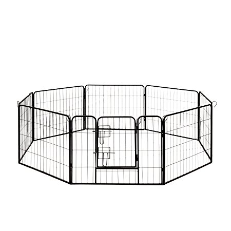 ALEKO DK24X32 Heavy Duty Pet Playpen Dog Kennel Pen Exercise Cage Fence 8 Panel 32X24 Inches