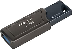 PNY 512GB PRO Elite V2 USB 3.2 Gen 2 Flash-Laufwerk, bis zu 600 MB/s Lesegeschwindigkeit, Dunkelgrau