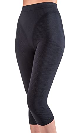 Anti Cellulite Slimming Capri Pants   Silver - Black Size L