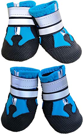 Ewolee Dog Shoes, Water Resistant Pet Paw Protectors with Adjustable Straps and Anti Slip Sole, 4 Pcs Dog Rain Boots for Large Dogs, XL Size