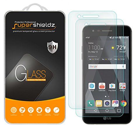 [2-Pack] Supershieldz For LG Phoenix 3 (AT&T) Tempered Glass Screen Protector, Anti-Scratch, Anti-Fingerprint, Bubble Free, Lifetime Replacement Warranty