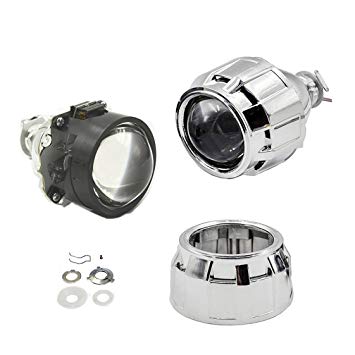 YUFANYA 2.5 Inch H1 Mini Bixenon Projector Lens HID Hi/Lo Beam with Chrome Shrouds Mask Fit H1 H4 H7 Car Motorcycle Headlight Retrofit