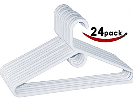 Heavy Duty White Hangers Tubular Plastic Hangers, Set of 24
