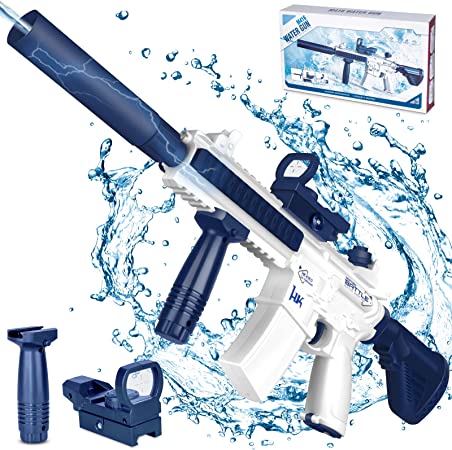 Electric Water Guns M4, Automatic Squirt Guns for Kids Ages 8-12, Powerful Water Gun up to 32FT, Water Pistol Summer Toy for Outdoor Pool Water Fighting, Blue