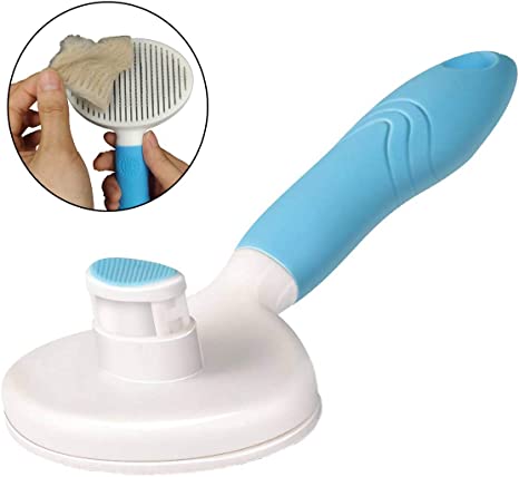 KIRTI Self Cleaning Slicker Brush for Dogs and Cats, Pet Grooming Hair Brush with Pin,Improve Blood Circulation and Massage