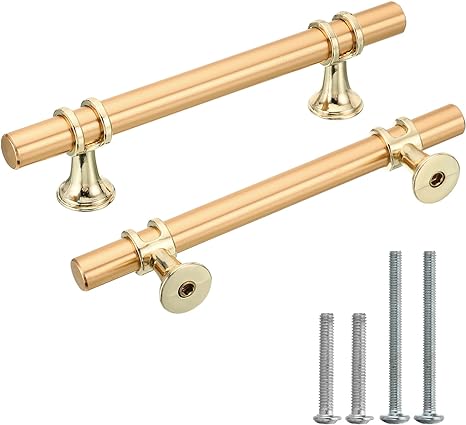 uxcell 5 Pack Kitchen Cabinet Handles, Gold Drawer Pulls Drawer Handles for Cabinet Kitchen Drawer Pulls 5.9inch Length, 3-3/4 Inch (96mm) Hole Center for Kitchen Drawer Cabinet