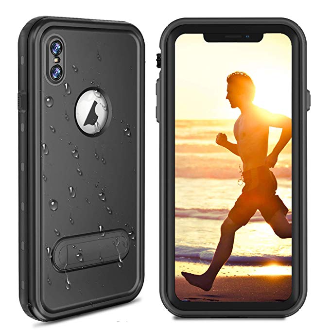 iPhone Xs Max Waterproof Case, iPhone Xs max case Full Cover Built-in Screen Protector Underwater Full-Body Protective Waterproof Case for iPhone Xs Max (Black, 6.5inch)