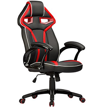 PU Racing Style Gaming Chair - Black/Red - Office & Swivel