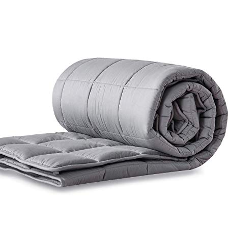 LIANLAM Adults Weighted Blanket (20 lbs, 60"x80", Queen Size, Grey), Cooling Weighted Blanket for Adults, 100% Natural Cotton Material with Premium Glass Beads