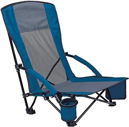 Leader Accessories XGEAR Low Seat Beach High Back Camping Chair Folding Chair Backpacking Chair with Cup Holder & Carry Bag for Outdoor, Camping, BBQ, Beach, Travel, Picnic, Festival